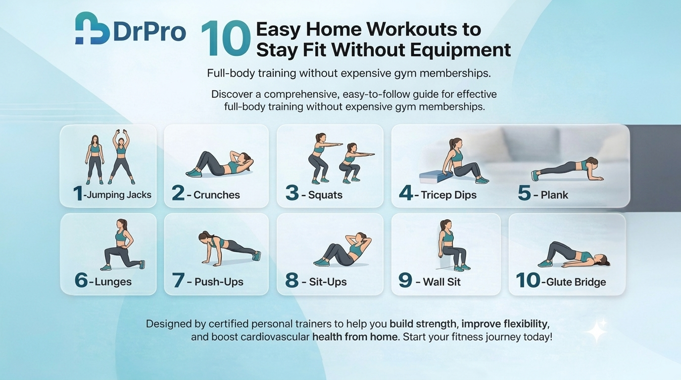 10 Easy Home Workouts to Stay Fit Without Equipment